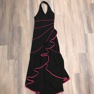 ✨ Niki by Niki Livas Black & Hot Pink Halter Dress – Size 8 ✨